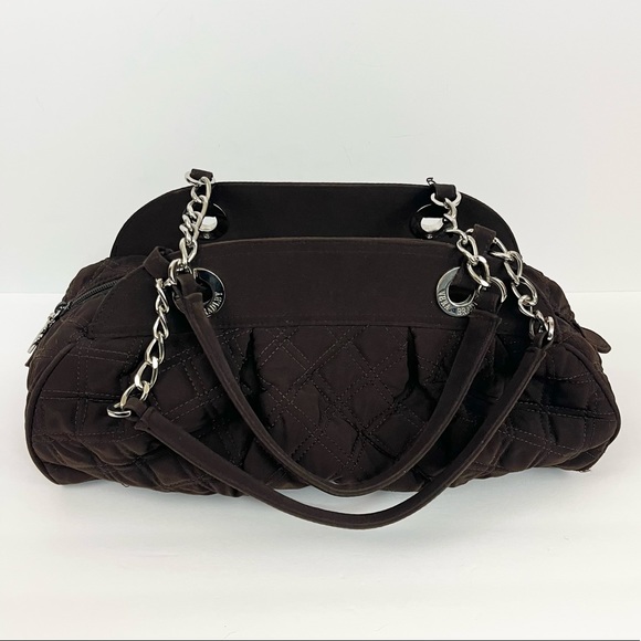 Vera Bradley Brown Microfiber Bag With Chain Shoulder Strap Accents - Picture 1 of 16